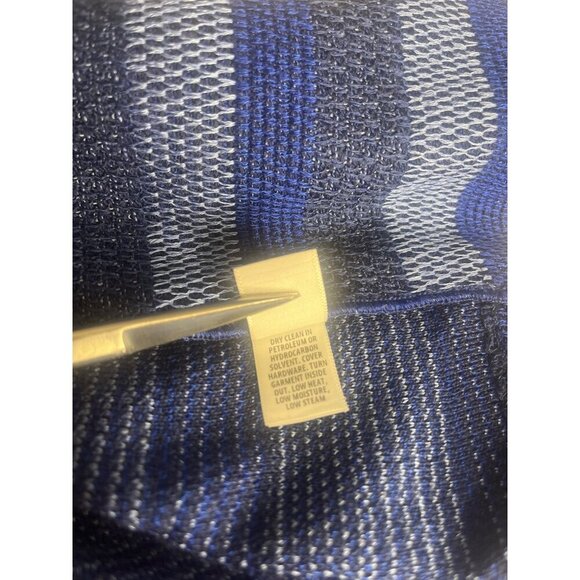 St. John Blue Striped Jacket Ladies Size 14 Long Sleeve Wool Blend Blazer Career - Picture 9 of 11